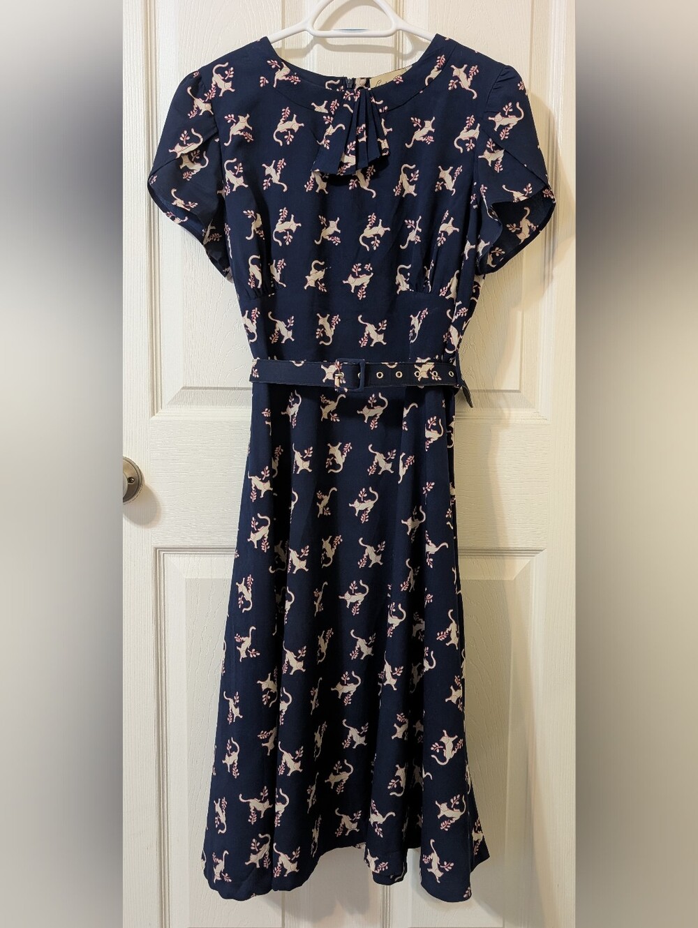 Lindy Bop blue cat print dress, size 12